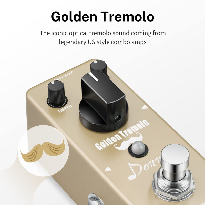 Donner Golden Tremolo Pedal Classic Tremolo Guitar Effect - Donner music- UK
